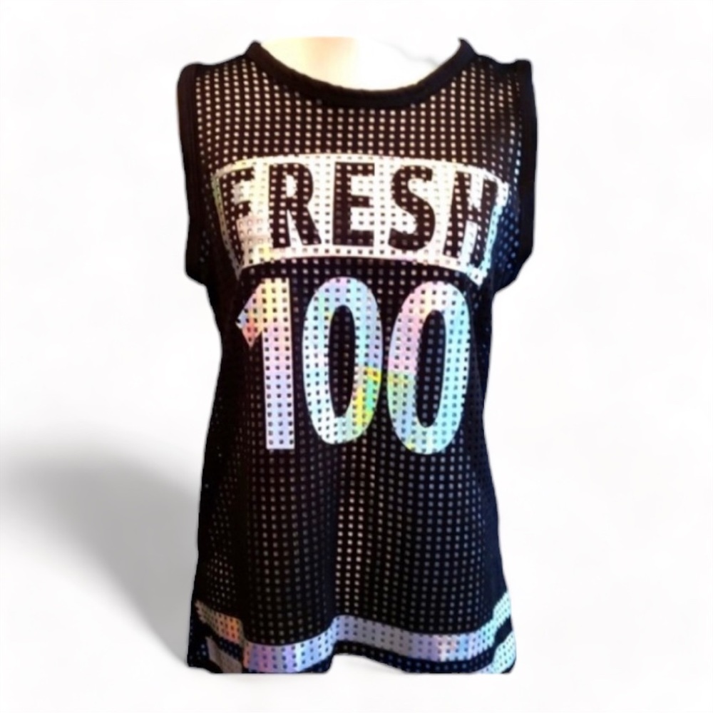Rue21 Mesh Iridescent Jersey Tank “Fresh 100”- Small (7 in Stock) also fits Med